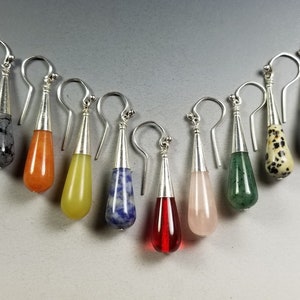 Choice of 9...Gemstone and Sterling Silver Earrings..My Popular Torpedo Style...Large Size image 1