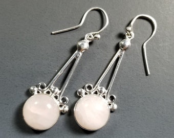 Pretty Rose Quartz and Sterling Silver  Earrings