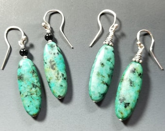 2 Styles...Beautiful African Turquoise and Sterling Silver Earrings