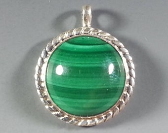 Lovely Malachite and Sterling Silver Pendant