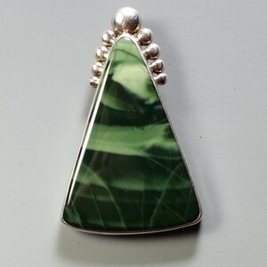 Beautiful Green Imperial Jasper Pendant in Sterling Silver Setting image 2
