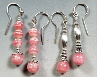 2 Styles ....Beautiful Rhodochrosite and Sterling Silver Earrings