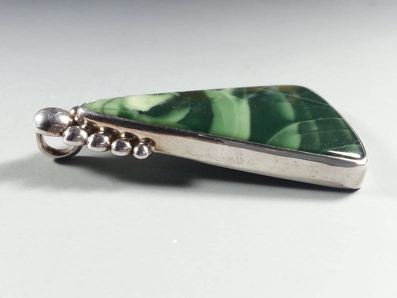 Beautiful Green Imperial Jasper Pendant in Sterling Silver Setting image 4