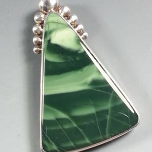 Beautiful Green Imperial Jasper Pendant in Sterling Silver Setting image 5