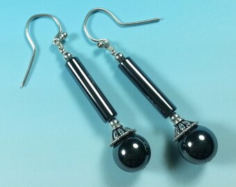 Beautiful Hematite and Sterling Silver Earrings