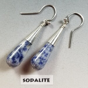 Choice of 9...Gemstone and Sterling Silver Earrings..My Popular Torpedo Style...Large Size image 5