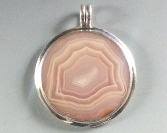 Beautiful Laguna Agate and Sterling Silver Pendant