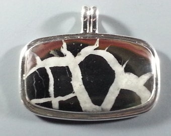 Striking Septarian and Sterling Silver Pendant