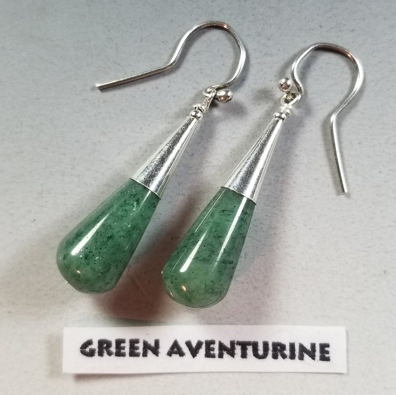Choice of 9...Gemstone and Sterling Silver Earrings..My Popular Torpedo Style...Large Size image 8