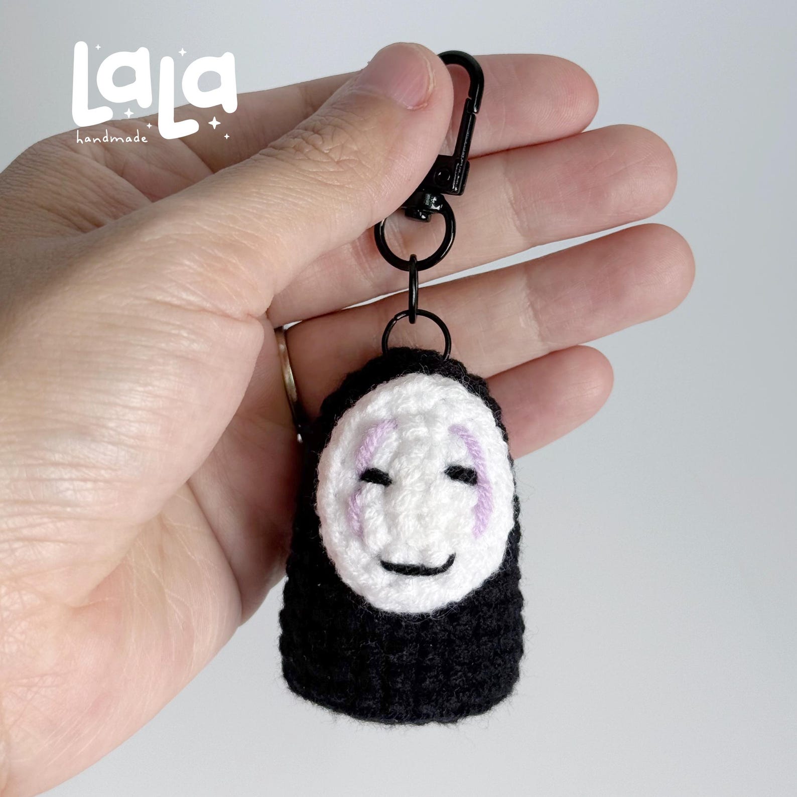 Crochet No Face Keychain: Handmade Anime Plush, Studio Ghibli Gift - Etsy
