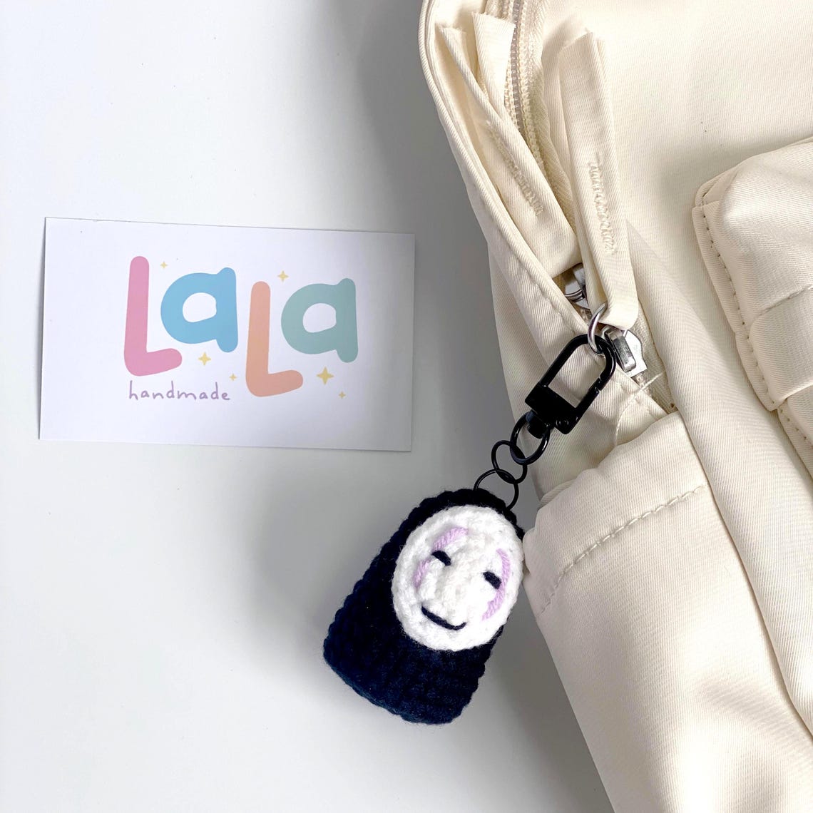 Crochet No Face Keychain: Handmade Anime Plush, Studio Ghibli Gift - Etsy