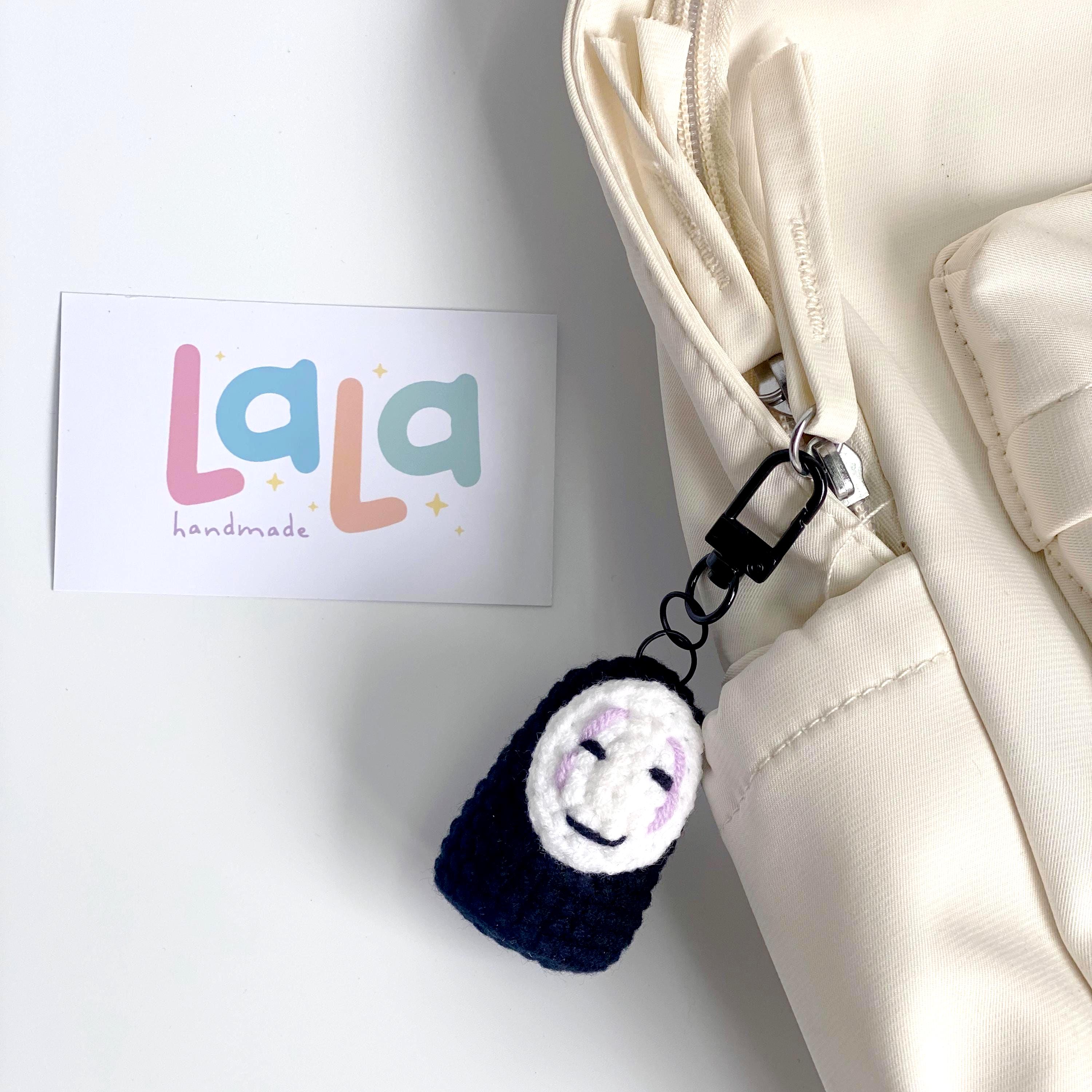 Crochet No Face Keychain: Handmade Anime Plush, Studio Ghibli Gift - Etsy