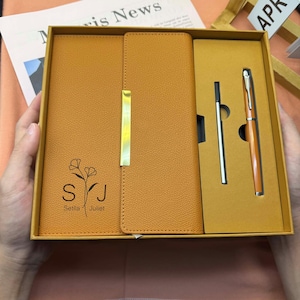 Carnet de notes gravé personnalisé, cadeau de remerciement de fin d'année, carnet d'agenda avec stylo, cadeau de bureau personnalisé, cadeaux d'entreprise, cadeaux de remise des diplômes personnalisés