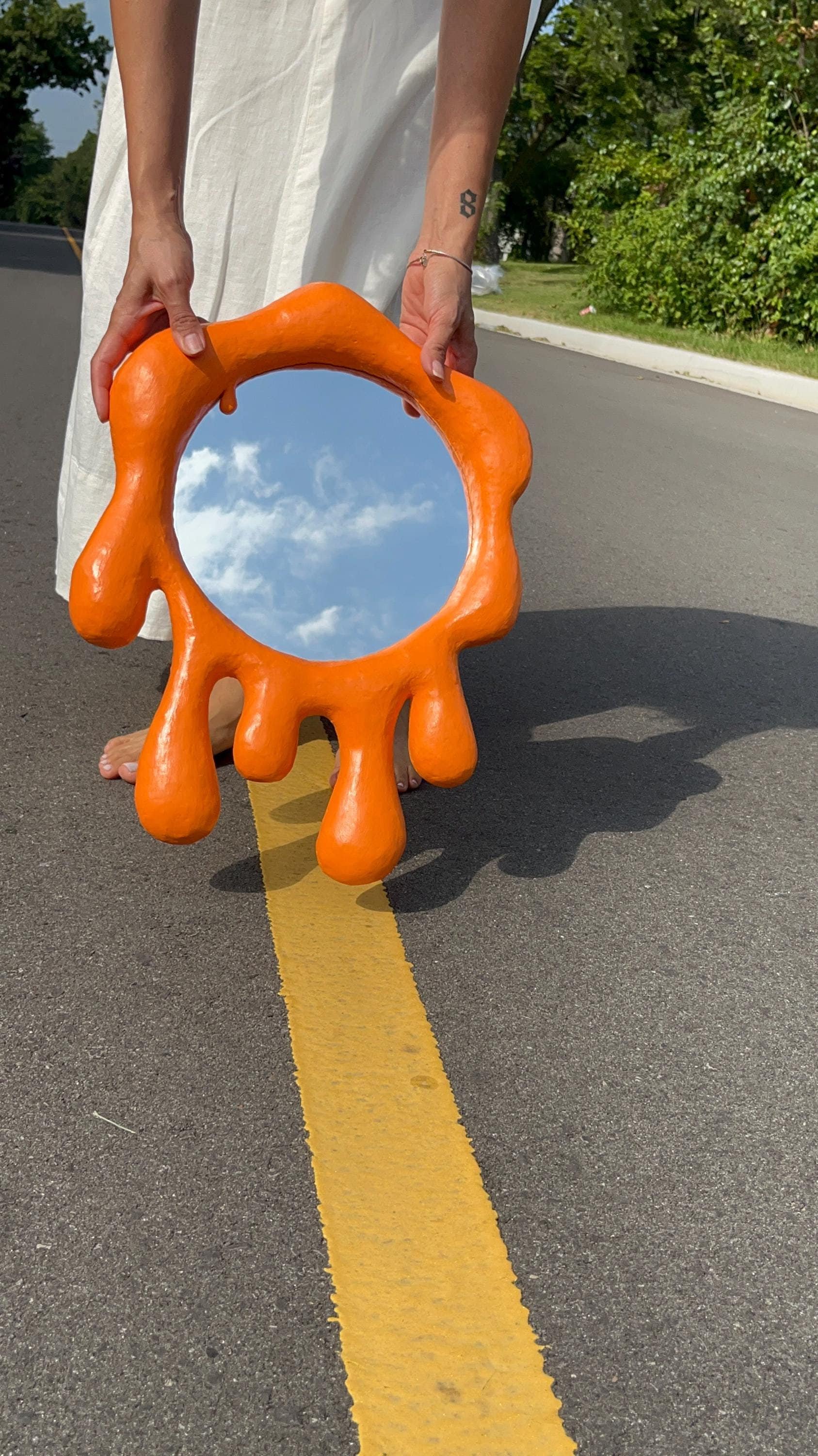 Irregular Mirror, artistic mirror frame, drippy style, melting home decor, Wall hanging Mirror, Asymmetrical Decoration Mirror