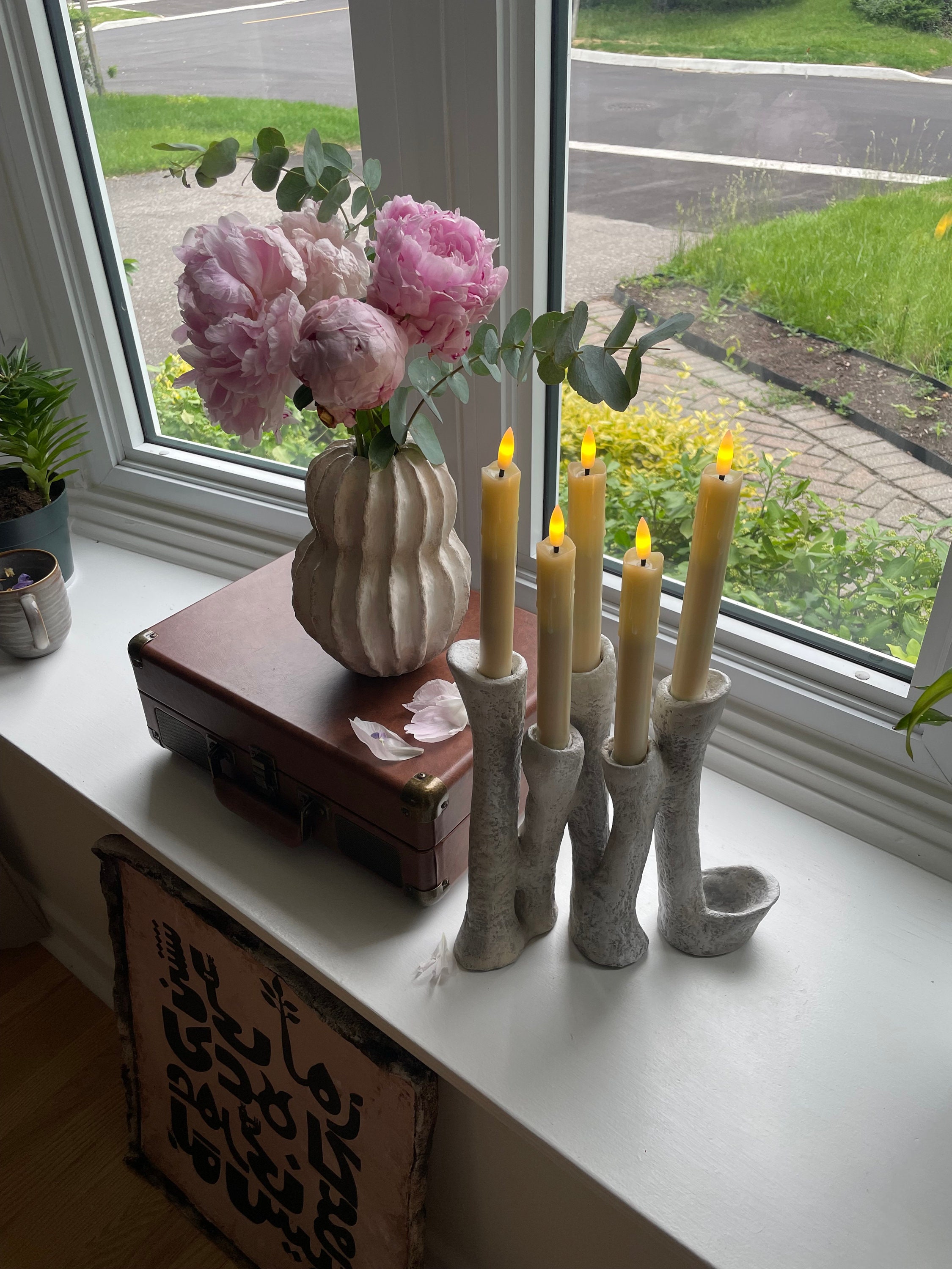 Organic Paper Mache Candle Holder: Wabi-sabi Eco-chic Centerpiece