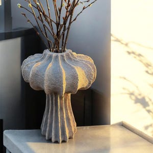 Big Vase Paper Mache Boho-Chic Vase–Handmade Elegance, Wabi Sabi Charm with Aging Effect– Eco-Chic Statement for Modern Decor & Centerpieces