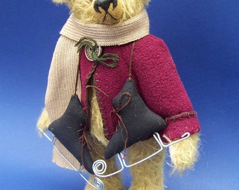 PDF Teddy bear pattern Sven, 8 inches fully jointed dressed Swedish mohair teddybear with ice skates.