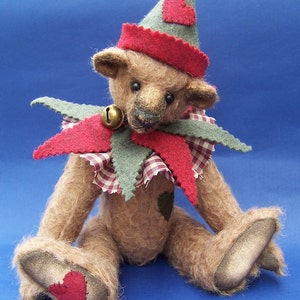 PDF Teddy bear pattern , Patches the Clown 10 inches fully jointed vintage looking mohair clown with hat and collar. image 1