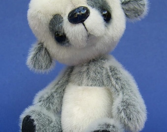 PDF pattern for Anime style panda bear Tofu, fully jointed miniature bear 4 inches tall