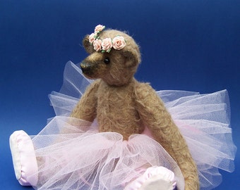 PDF Teddy bear pattern , Tina Ballerina 12 inches fully jointed vintage looking bear with tutu and ballet shoes