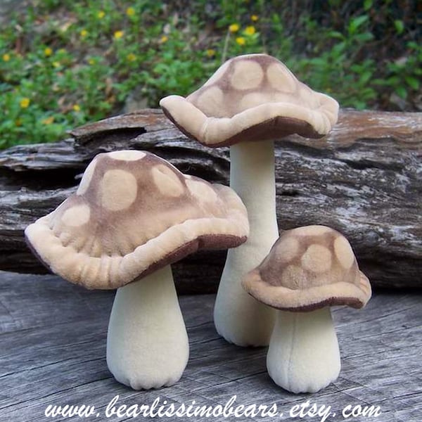 PDF Soft plush pattern for mushrooms, three sizes of Fall Mushrooms, Easy sewing pattern, fairy toadstool