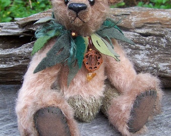 PDF Teddy bear pattern Forest, 9 1/2 inches fully jointed mohair teddybear with a fantasy collar.