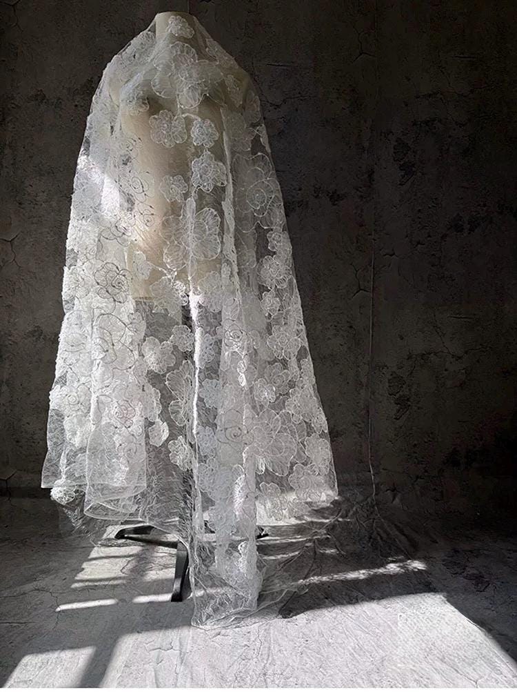 sheer toga dress Long Lace Trimmed Toga style Gown with Side Slit