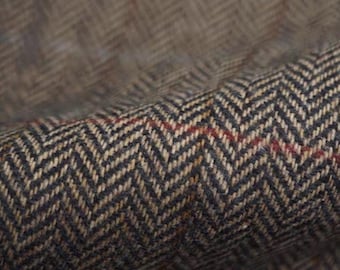 Visgraat wolmix stof | Dikke pak- en coatingstof, gehalveerd | Klassiek tweedmateriaal voor herfstwinterjassen en -blazers