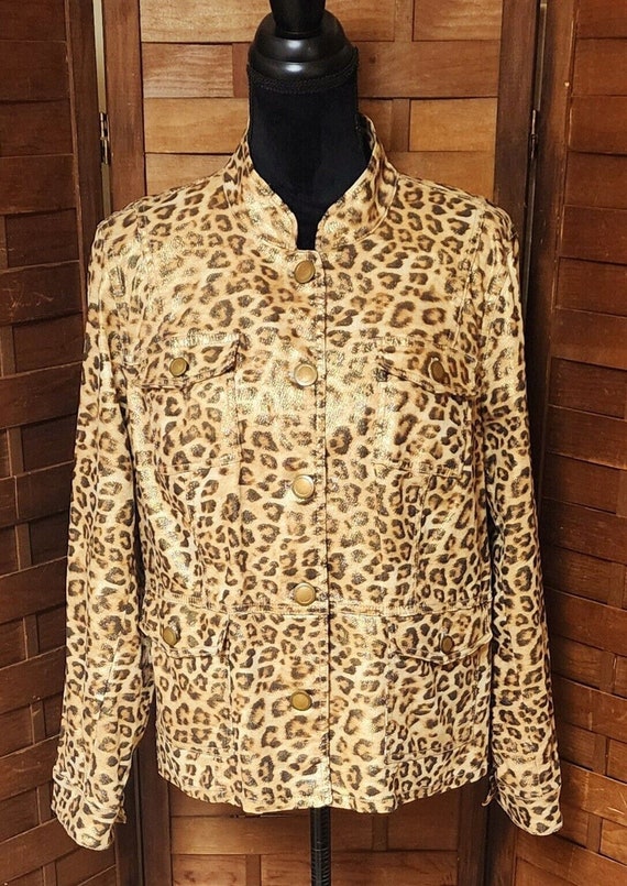 Chicos Leopard Print Jacket Size 2 (Large 12) Jack