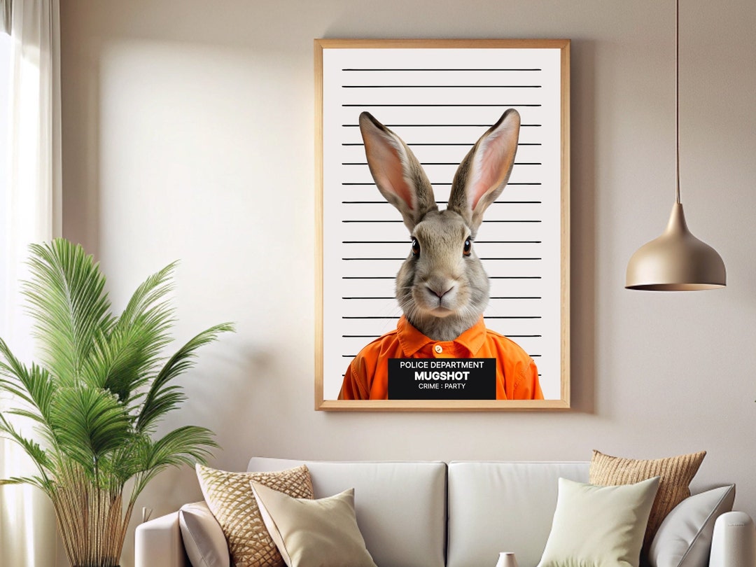 Guilty Rabbit, Mugshot, Wall Art Prints, Digital Download, Print ...