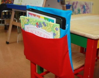 20 - 2 Pocket Chair Pocket, Seat Desk Pouch Create your OWN CoLOR Combination Chair Pocket Factory CHOOSE YOUR SiZE
