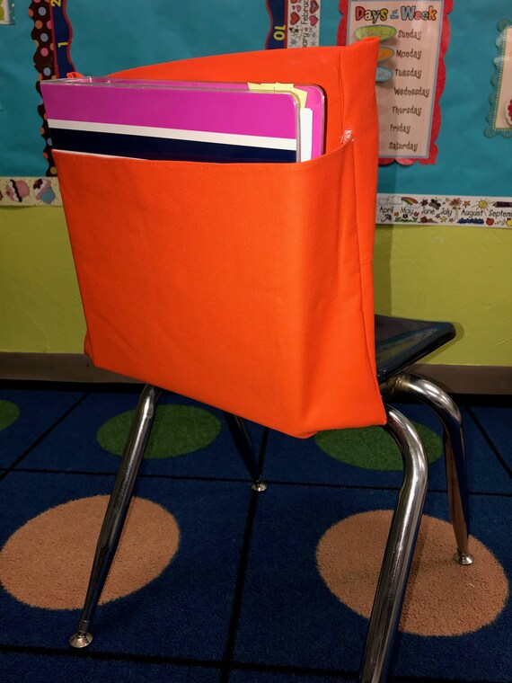 1 Orange Classroom Chair Pockets Seat Sacks Desk Organizer Etsy