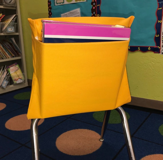 1 Yellow Classroom Chair Pockets Seat Sacks Desk Organizer Etsy