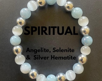 Spiritual Bracelet ~ Angelite, Selenite & Silver Hematite