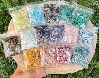 5-7mm Genuine Crystal Chips Bulk, 1 Oz Bags, Loose Undrilled Semi Tumbled Mini Crystals, Rose Quartz Crystal, Amethyst Chips, Gemstone Chips