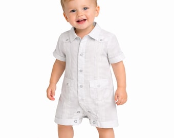 Guayabera Short Romper White - one piece.