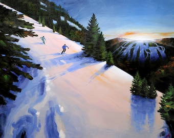 Mountain Skiing Art