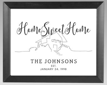 Home Sweet Home Custom Wall Art, custom made with your name and EST. date