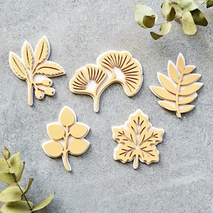 Set van 5 Natura-stempels / groot formaat / bloemen / bloemmotief / stempelstoffen / papier / karton / hout