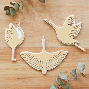 Set di 3 timbri in gomma CRANES / grandi dimensioni / fiori / disegno floreale / tessuti per stampa / carta / cartone / legno