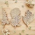Set of 3 rubber stamps FLOURISH / large size / flowers / floral design / stamp on fabrics / paper / cardboard / wood product logo
