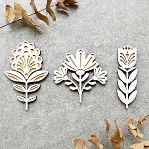 3er Set FOLK Stempel / Großformat / Blumen / Blumendesign / zum Bestempeln von Stoffen / Papier / Karton / Holz