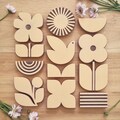 Set of 12 rubber stamps LANDSCAPE / pattern / flowers / floral design / stamping fabrics / paper / cardboard / wood product logo
