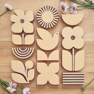 Set de 12 sellos de goma PAISAJE / pattern / flores / diseño floral / estampar telas / papel / cartón / madera