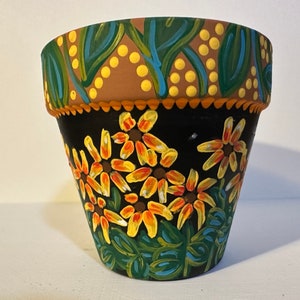 Doniczka malowana ręcznie: rudbekia