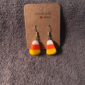Candy Corn Dangle Earrings | Halloween Earrings | Handmade Fall Jewelry