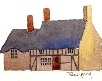 English Cottage 5-Print from an original watercolor painting