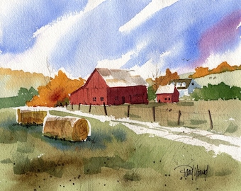 Warm Autumn-Print from an original watercolor landscape painting