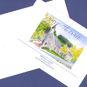 Save the Date Wedding Venue Watercolor Painting
