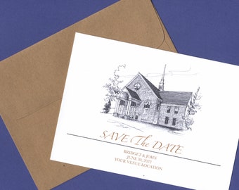 Save the Date Wedding Venue Sketch